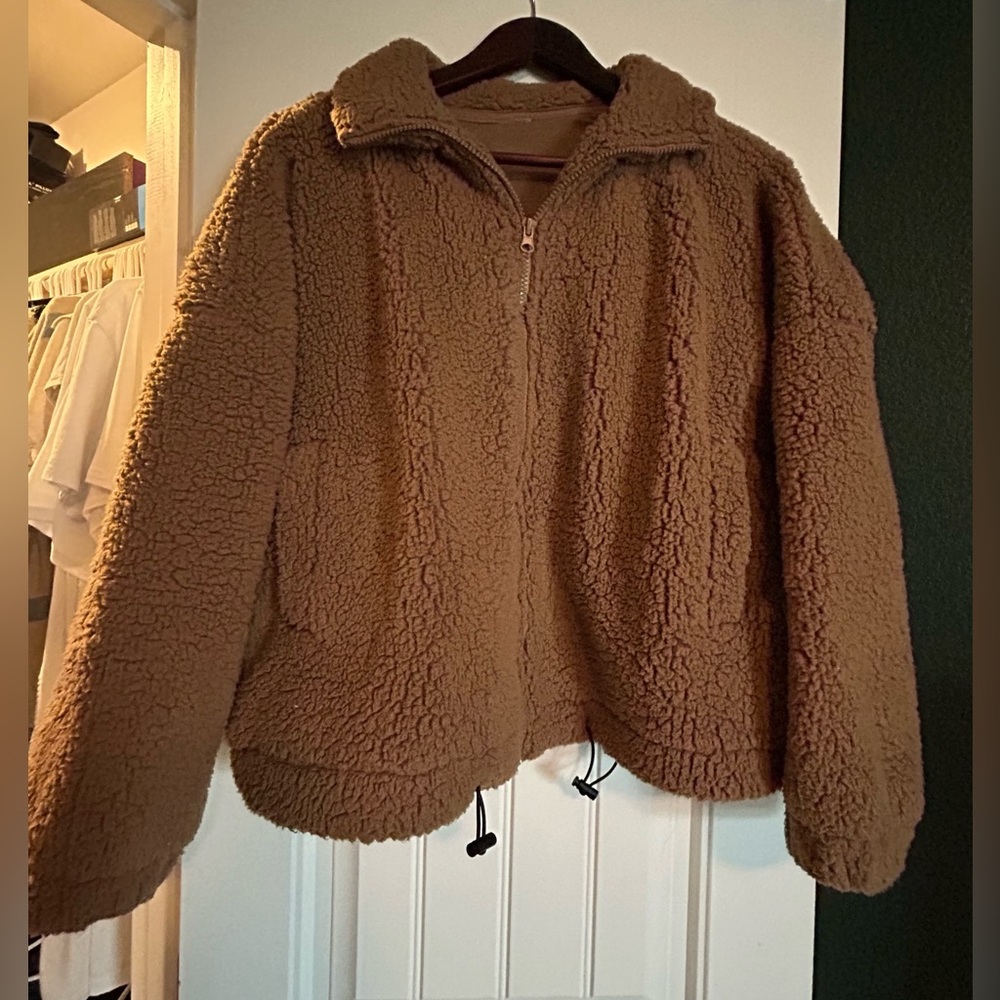 Sherpa Zipper Jacket/Coat, Brown